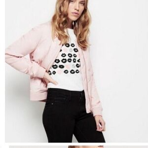 Uniqlo light pink bomber jacket blush zip up pockets
